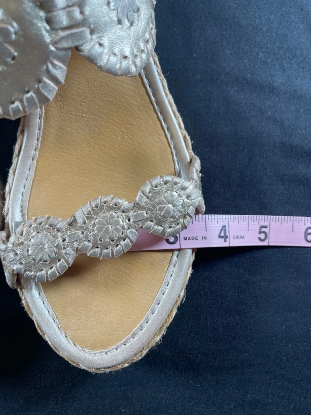 Jack Rogers Shelby Espadrille Wedge 7.5M in Platinum Country